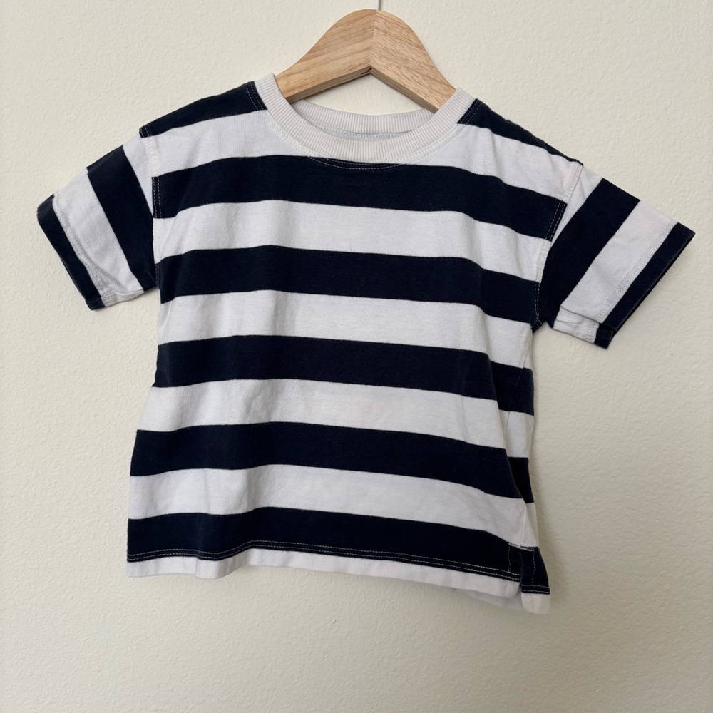 Zara Black & White Striped Short Sleeve Tee 18M